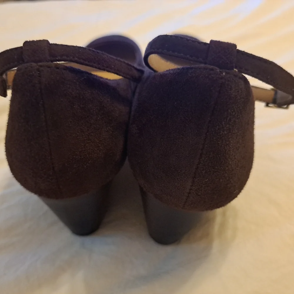 KATE SPADE AUTH $399  Brown Leather Abigail Platform Wedge Pumps 9 Likenew